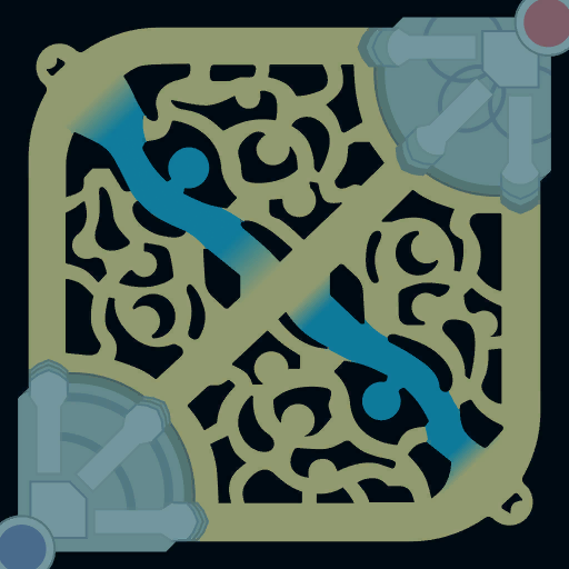 Summoner's Rift: start, pozycja o 3:00 i linia pierwszego ganku, opisane obok